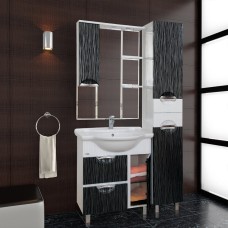 Лорд - 85 зеркало-шкаф (свет) лев.(комб.бело-черн)