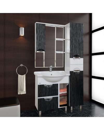 Лорд - 85 зеркало-шкаф (свет) лев.(комб.бело-черн)