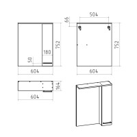 Крафт - 60 Зеркало с 1 шкаф. правый О