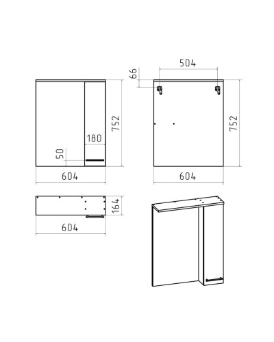 Крафт - 60 Зеркало с 1 шкаф. правый О