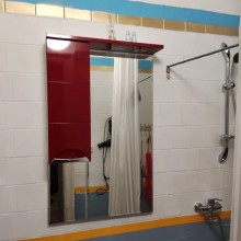 Петра  - 65 Зеркало-шкаф лев.(свет) красная эмаль