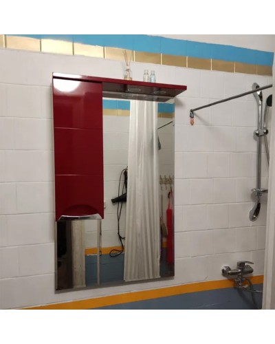 Петра  - 65 Зеркало-шкаф лев.(свет) красная эмаль