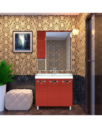 Петра  - 65 Зеркало-шкаф прав.(свет) красная эмаль