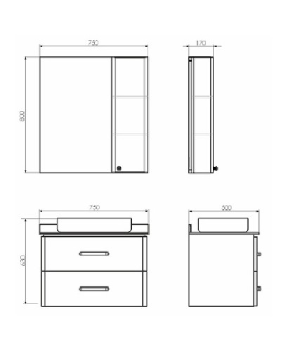 Зеркало со шкафом Comforty Амстердам 75 00004144209 Белый глянец