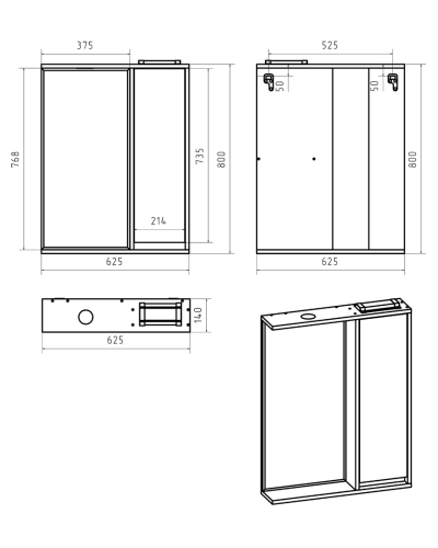 BALATON - 65 Зеркало-шкаф правый, комбинированный