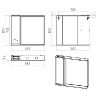 BALATON - 90 Зеркало-шкаф левый, комбинированный