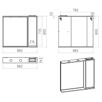 BALATON - 90 Зеркало-шкаф правый, комбинированный