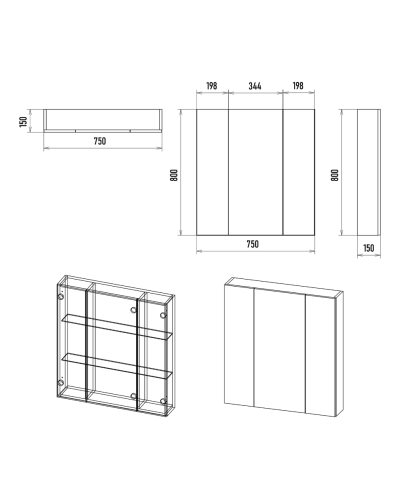 Аура - 75 Зеркало-шкаф