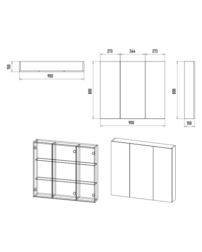 Аура - 90 Зеркало-шкаф
