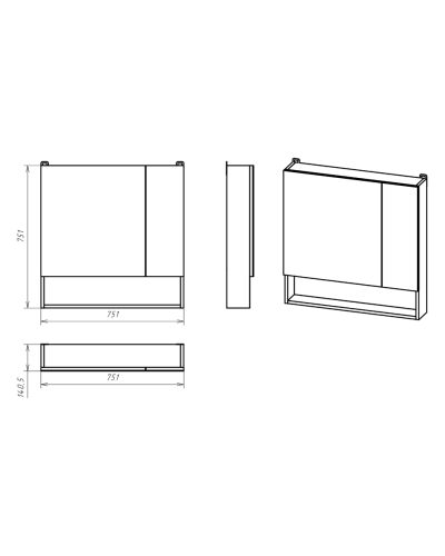 Дунай - 75 Зеркало-шкаф с полочкой