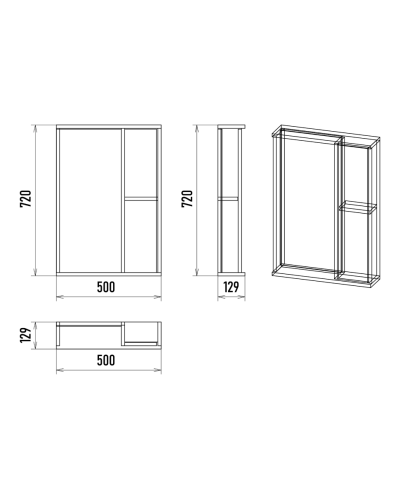 Кедр - 50 Зеркало с 1 шк. правый