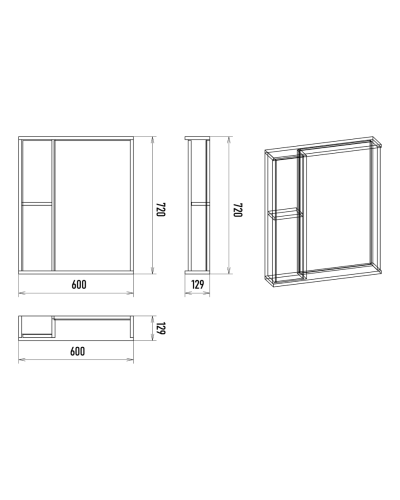 Кедр - 60 Зеркало с 1 шк. левый