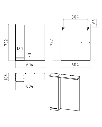 Крафт - 60 Зеркало с 1 шкаф. левый О