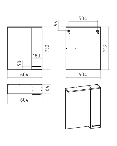 Крафт - 60 Зеркало с 1 шкаф. правый О