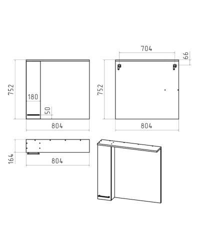 Крафт - 80 Зеркало с 1 шкаф. левый