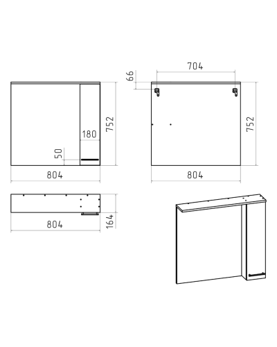 Крафт - 80 Зеркало с 1 шкаф. правый