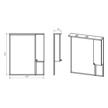 Латте - 85 Зеркало-шкаф правое бежевая эмаль
