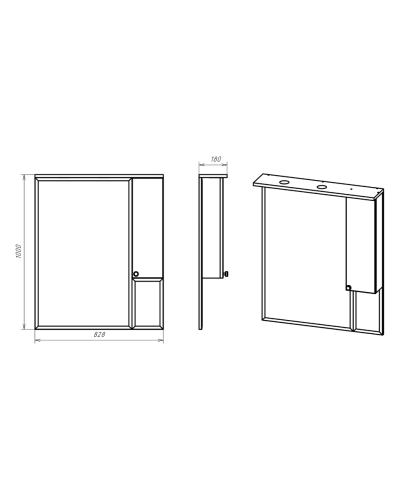 Латте - 85 Зеркало-шкаф правое бежевая эмаль