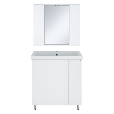 Лира - 80 Зеркало-шкаф с 2 шкаф. с отталкив. белая эмаль