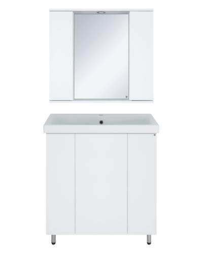 Лира - 80 Зеркало-шкаф с 2 шкаф. с отталкив. белая эмаль