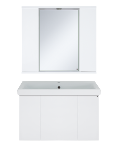 Лира - 80 Зеркало-шкаф с 2 шкаф. с отталкив. белая эмаль