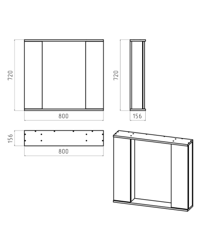 Лира - 80 Зеркало-шкаф с 2 шкаф. с отталкив. белая эмаль
