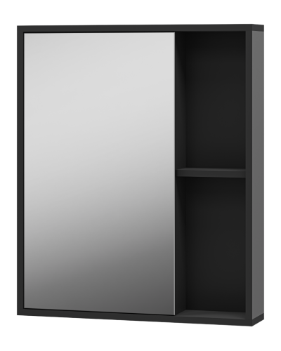 Ненси - 60 Зеркало-шкаф антрацит, черн. кром. универсальный О