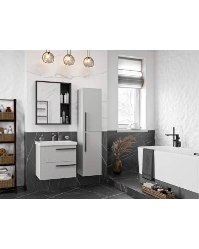 Ненси - 60 Зеркало-шкаф антрацит, черн. кром. универсальный О