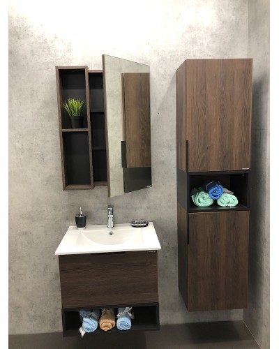 Зеркало со шкафом Comforty Франкфурт 60 00004150528 Дуб шоколадно-коричневый