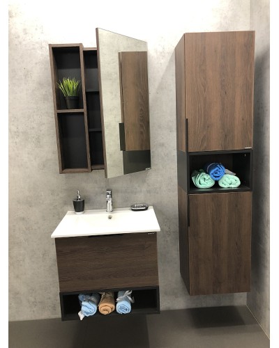 Зеркало со шкафом Comforty Франкфурт 60 00004150528 Дуб шоколадно-коричневый