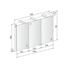 Зеркальный шкаф со светодиодной подсветкой 100х75 Keuco Royal Universe 12704171301