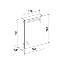 Зеркальный шкаф левосторонний с люминесцентной подсветкой 50,5х70 см KEUCO Royal T1 12601171201