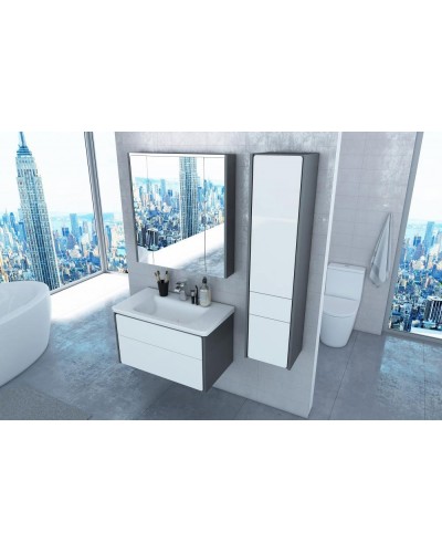 Зеркальный шкаф Roca Ronda 60 ZRU9302968 с подсветкой Белый глянец Антрацит