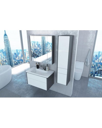 Зеркальный шкаф Roca Ronda 70 ZRU9302969 с подсветкой Белый глянец Антрацит