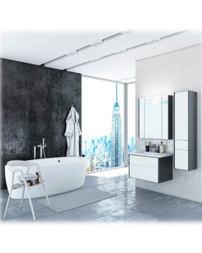 Зеркальный шкаф Roca Ronda 80 ZRU9302970 с подсветкой Белый глянец Антрацит