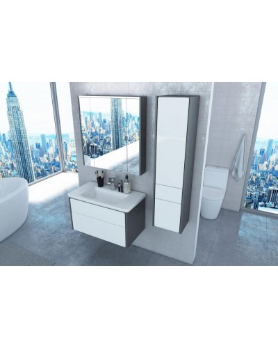 Зеркальный шкаф Roca Ronda 80 ZRU9302970 с подсветкой Белый глянец Антрацит