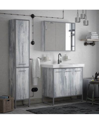 Зеркальный шкаф Corozo Айрон 90 SD-00000281 Серый