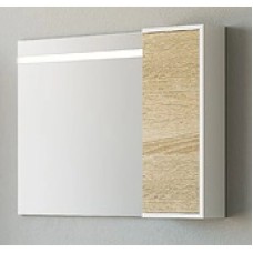 Зеркальный шкаф 90х65 см с подсветкой белый глянец/дуб сонома Aqwella 5 Stars Miami Mai.02.09