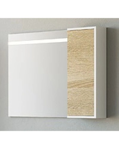 Зеркальный шкаф 90х65 см с подсветкой белый глянец/дуб сонома Aqwella 5 Stars Miami Mai.02.09