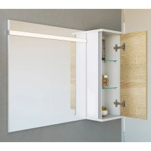 Зеркальный шкаф 90х65 см с подсветкой белый глянец/дуб сонома Aqwella 5 Stars Miami Mai.02.09