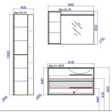 Зеркальный шкаф 90х65 см с подсветкой белый глянец/дуб сонома Aqwella 5 Stars Miami Mai.02.09