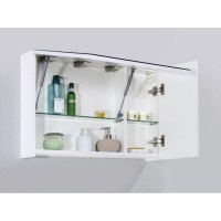 Зеркальный шкаф c одной подъёмной дверью с газовыми амортизаторами, одной распашной дверью с доводчиками 80х50 см BelBagno BB800PAC/BL