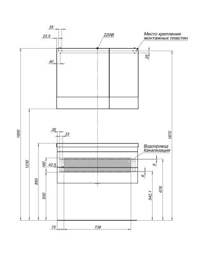 Зеркальный шкаф 90х67 см венге Aquanet Нота 00159110