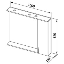 Зеркальный шкаф 100х87 см с подсветкой белый дуб Aquanet Донна 00169184