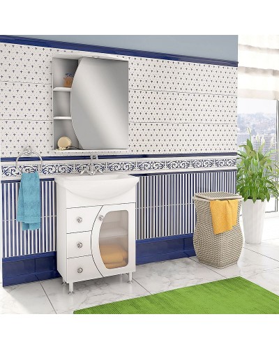 Зеркальный шкаф Runo Линда 60 R 00000001082 с подсветкой Белый