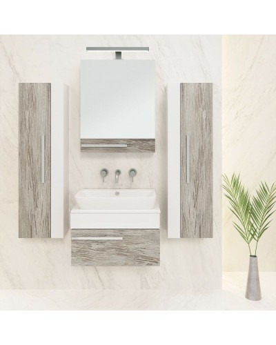 Зеркальный шкаф Runo Вудлайн 60 R 00-00001006 Дуб скандинавский Белый