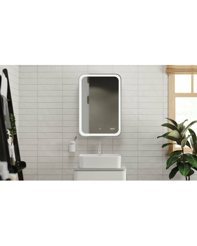 Зеркальный шкаф Jorno Bosko 50 Bos.03.50/W с подсветкой с часами