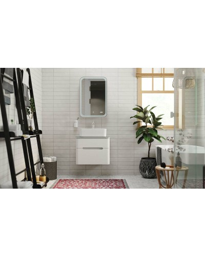 Зеркальный шкаф Jorno Bosko 50 Bos.03.50/W с подсветкой с часами