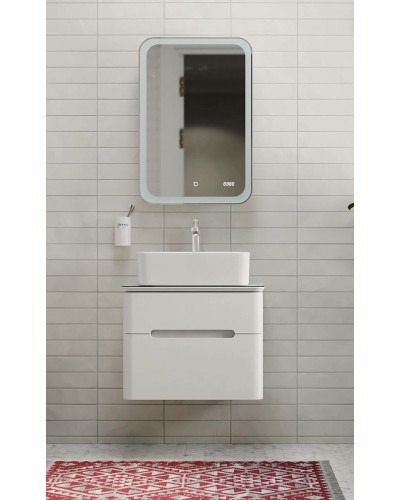 Зеркальный шкаф Jorno Bosko 50 Bos.03.50/W с подсветкой с часами