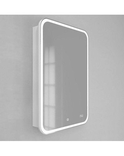 Зеркальный шкаф Jorno Bosko 50 Bos.03.50/W с подсветкой с часами